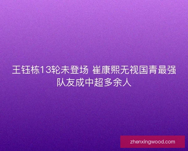 王钰栋13轮未登场 崔康熙无视国青最强队友成中超多余人