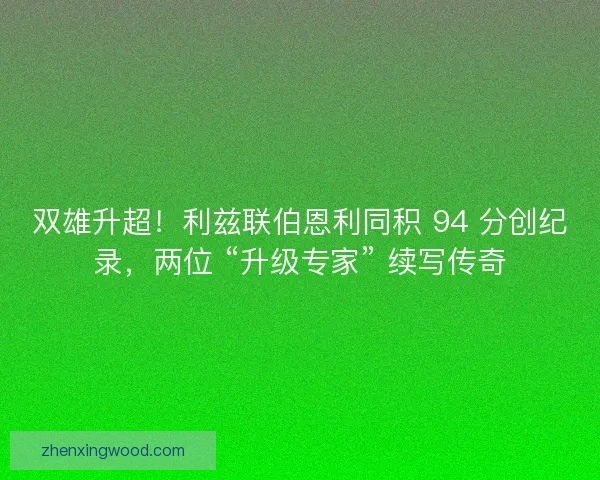 双雄升超！利兹联伯恩利同积 94 分创纪录，两位 “升级专家” 续写传奇